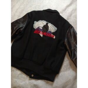 Vintage The Equalizer Custom Wool Leather Jacket Embroidered Size Large